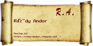 Rády Andor névjegykártya